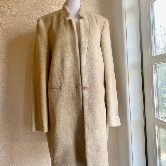 NWT Gianni Feraud pale camel top coat with notched lapel Size 10 - Picture 2 of 12